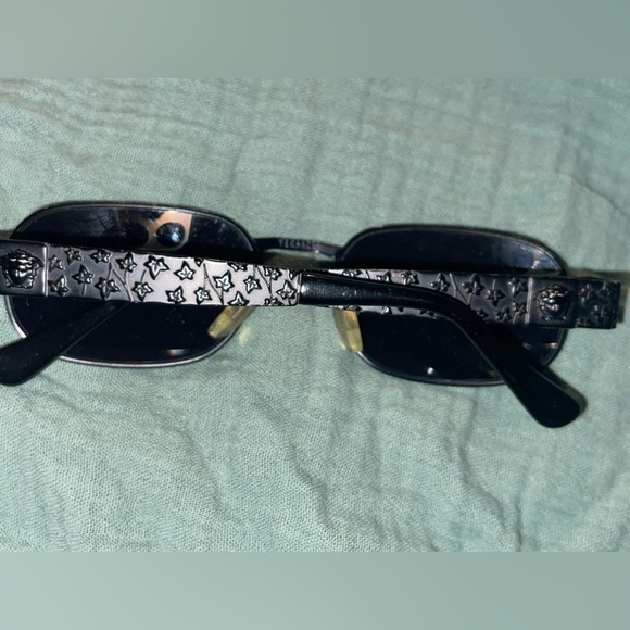 VERSACE Black Vintage 90s Medusa Logo Sunglasses MOD X03 EUC w/case Y2K matrix - Picture 4 of 11